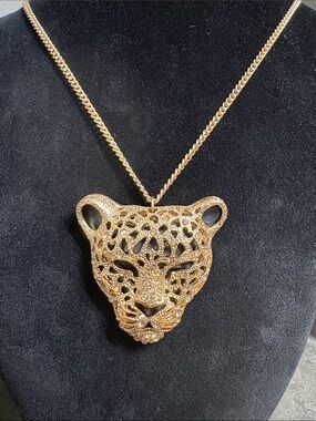 Gold Leopard Head Pendant Necklace - Women Jewelry